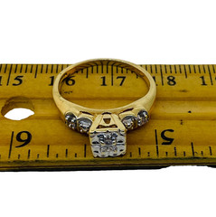 Vintage 10K Gold 3 Stone Diamond Engagement Ring