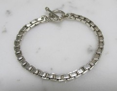 Sterling Silver 4.7mm Box Link Chain Bracelet ~ 7-1/2″ ~ 24.3g ~ 1-G242