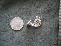 French Horn Vintage Sterling Silver Charm Pendant 2.3g