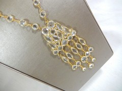 VTG HOBE STYLE HIGN END CLEAR OPEN SET RHINESTONE WATERFALL 22″ BIB NECKLACE