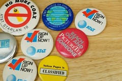 Vintage Advertising Lot Pinback Buttons AT&T Telephone Yellow Pages Starlan 10