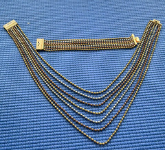 Vintage 1930s Art Deco multi-strand ball chain necklace and bracelet set.