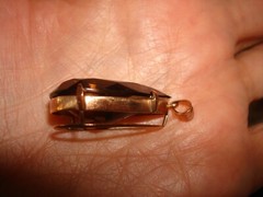 Vintage Nice 14 Kt Solid Yellow Gold Huge Pear Smokey Quartz Pendant Necklace