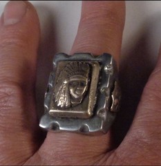 Mexican Biker Ring Native American Indian Head Warpath Vintage
