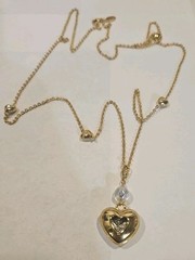 KIRK’S FOLLY Goldtone Necklace Hidden Angel Cherub Heart Pendant Charm 36″