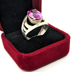 Vintage Luxury Soviet RING Silver⭐️875 with Big Bright Ruby -10.5US (20mm) | #77