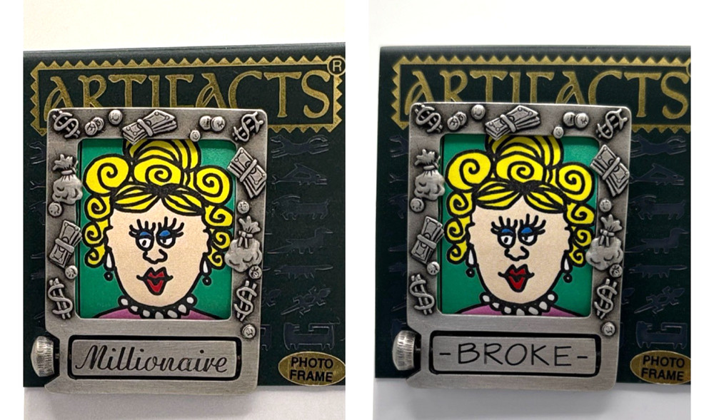 JJ Jonette Vintage Frame Brooch With Broke Or Millionaire NOS RARE! One Brooch
