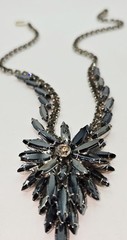 VTG Juliana D&E Black Hematite Navette Rhinestone Necklace Book Piece Statement