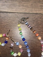 Vintage Retro Cat Eye Set Beaded Necklace And Earrings Multicolor