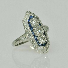 Art Deco Style 4.00 Ct Diamond Rare Design Engagement 14K White Gold Finish Ring