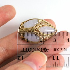 Ming’s Hawaii Lavender Jade Marquise 14K Yellow Gold Ring Size 7