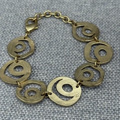 Vintage Bracelet Matte Gold Tone Double Rings Adjustable Length