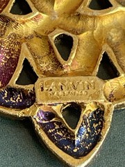 Vintage Signed Lanvin Paris gold tone geometric brooch