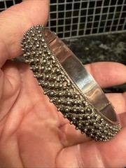 Sterling Silver Vntg Victorian Style Elegant Edgy Clamp Bracelet Unique Sz 7 EUC