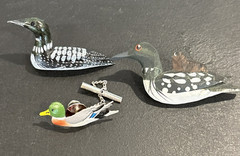 Lot 7 Duck Themed Jewelry Wood Pins 1 Leather Money Clip JJ Pin Faux Scrimshaw