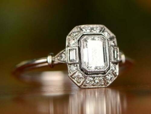 Art Deco 2.30 Ct White Diamond Vintage Engagement Ring 925 Sterling Silver