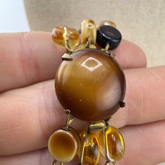 Vintage Western Germany Necklace Layered Beaded Glass Brown Pink 23”