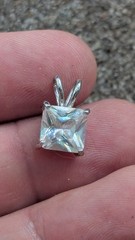 RSE Ross Simons Sterling Silver Cubic Zirconia Cubed Solitaire Pendant