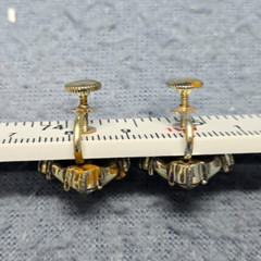 Heart Rhinestones Clip On Gold Tone Twists Screw Back Vintage
