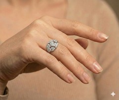 0.52ct Vintage Filigree Platinum Ring Natural Marquise Diamond SI1-H