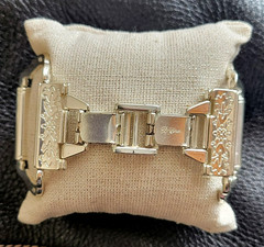 VTG Brighton Etched Flowers Wide Panels Bracelet Silver Plate, Customizable