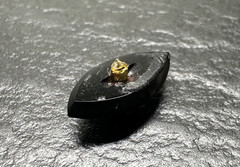 VINTAGE .5″ BLACK ONYX MARQUISE WITH 14K FLOWER & DIAMOND INSERT N328