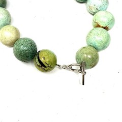 Estate Genuine Hubei Chinese Carved Turquoise .5″ Beads Necklace 33″ Long