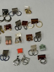 32 Pair Vintage NOS Hoop Earrings Lot Hypoallergenic Gold Silver Tone