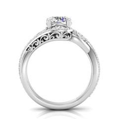 Art Deco Round Cut Lab Created Diamond Bypass 925 Silver Engagement Gift Ring