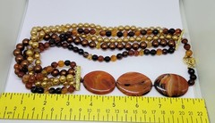 JTV Beria Collection Bronze 18kt Multi 5 Strand Agate Slice Necklace ~ 20″