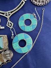 Vintage Jewelry Lot Mexico Alpaca Boho Ethnic Tribal Runway 30 Pc Bracelet Nlace