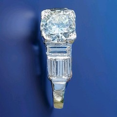 Original EARTH MINED DIAMOND Art Deco Engagement Ring SOLID PLATINUM Solitaire