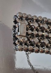 RETRO-VINTAGE FABULOUS 5-Row Rhinestone Open Work Design Cuff Bracelet 8 1/2 in