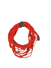 Woman’s Multi Strand Red Seed Beads Statement Necklace 8/16 Strands 20” Long
