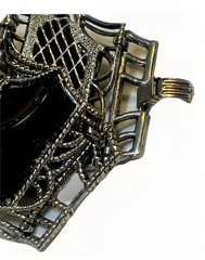 Bracelet Black Cabochon Lucite Silver Tone Link Vtg Whimsygoth Y2K Victorian