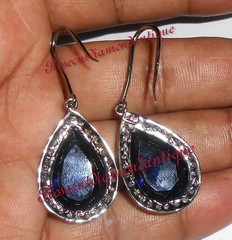 LATEST 0.66ct ANTIQUE ROSE CUT DIAMOND SILVER 925 SAPPHIRE VINTAGE LOOK EARRINGS