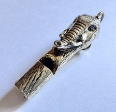 Vintage 1960s-1970s Gold Plated Figural Elephant Whistle Pendant Charm
