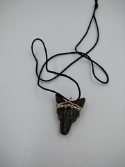 22728 Wire Wrapped Wolf Head African Bloodstone Gemstone nickel-free