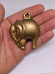 Vintage Gold Tone Elephant Pendant Charm Figurine Keychain Fob Lucky Animal 36g