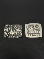 Set of 2 Vintage ALICE NEELY Signed Urban Fetish Brooch Petroglyph Figure Pins
