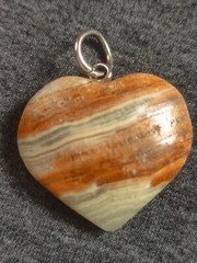 Pendant Heart-Shaped Natural Onyx Stone Unique Ukrainian Handmade Jewelry