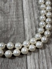 CORO faux Pearl Necklace Double Strand W/faux Onyx Stone Closure 19” (K230)