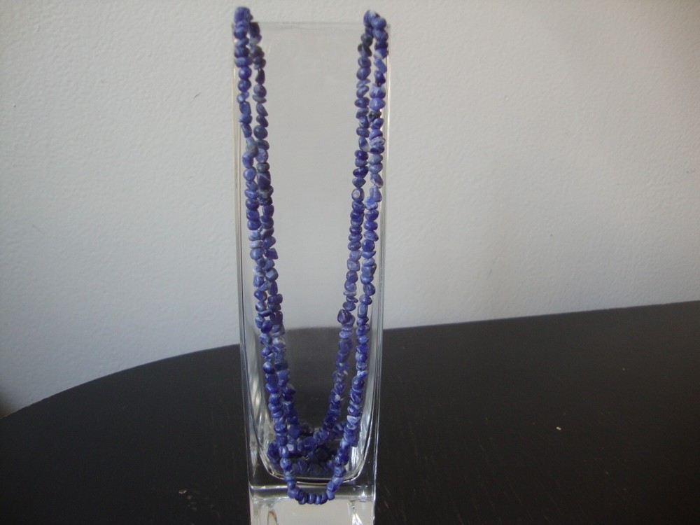 VINTAGE 1970s HANDMADE POLISHED LAPIS IRREGULAR BEADS 35″ ENDLESS NECKLACE