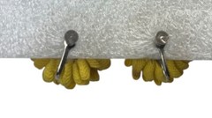 Vintage Antique Woven Yellow Fabric Flowers Floral Screw Back Earrings AS IS