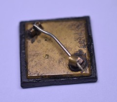 ANTIQUE SMALL 7/8 INCH SQUARE PIETRA DURA FLOWER PIN – AS IS