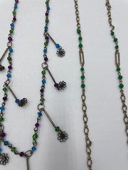 5 Piece Vintage Color Bead Necklaces Gold Silver Tone Chain