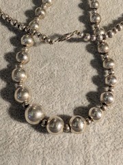 Vintage Sterling 925 Graduated Bead Ball Necklace! 24 in Long! 29.9 grams!