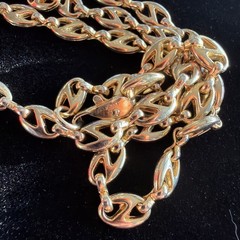 Mariner Anchor Chain Necklace Vintage Classic Preppy Jewelry Gift 24” Gold Tone