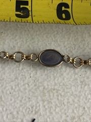 Vintage RUSSEL Gold Filled Bezel Set Multi Malachite Bracelet Safety Chain