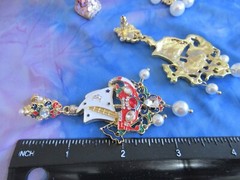 Art Nouveau Earrings Sailboat Ship Boat Pearl Earring & Brooch Crystal Pearl Set